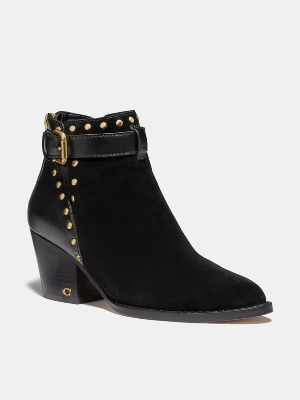 COACH Petra Suede/Leather Bootie In Black  Size 7C